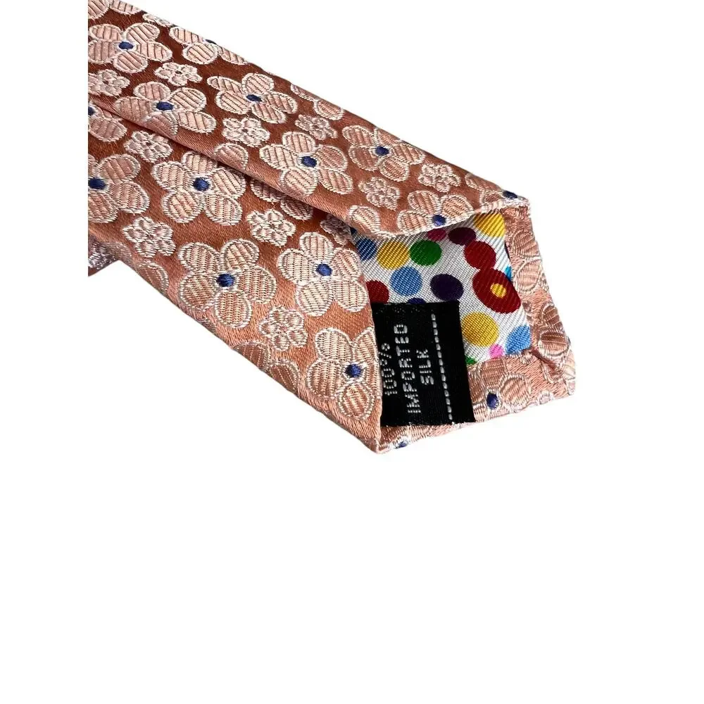City of London Silk Tie Peach Floral Print